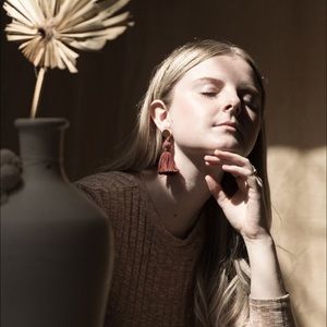 Tassel Earring in Chestnut with Mocha Wrap